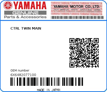 Yamaha 6X6482077100 CTRL TWIN MAIN Oemmotorparts