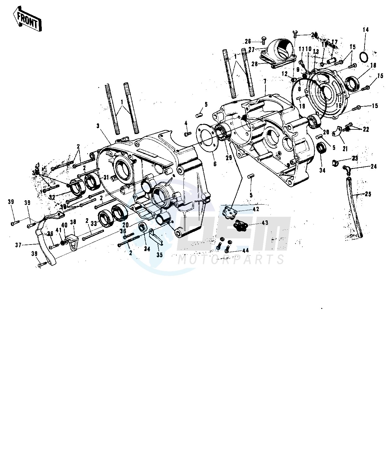 CRANKCASE -- 74-75 F9-B_F9-C 350- - blueprint