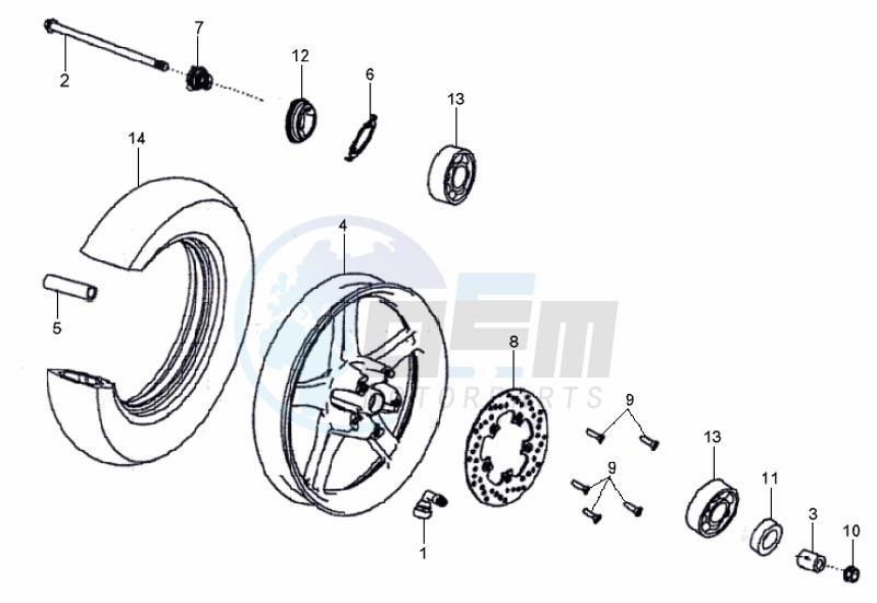 FRONT WHEEL / BRAKE DISC blueprint