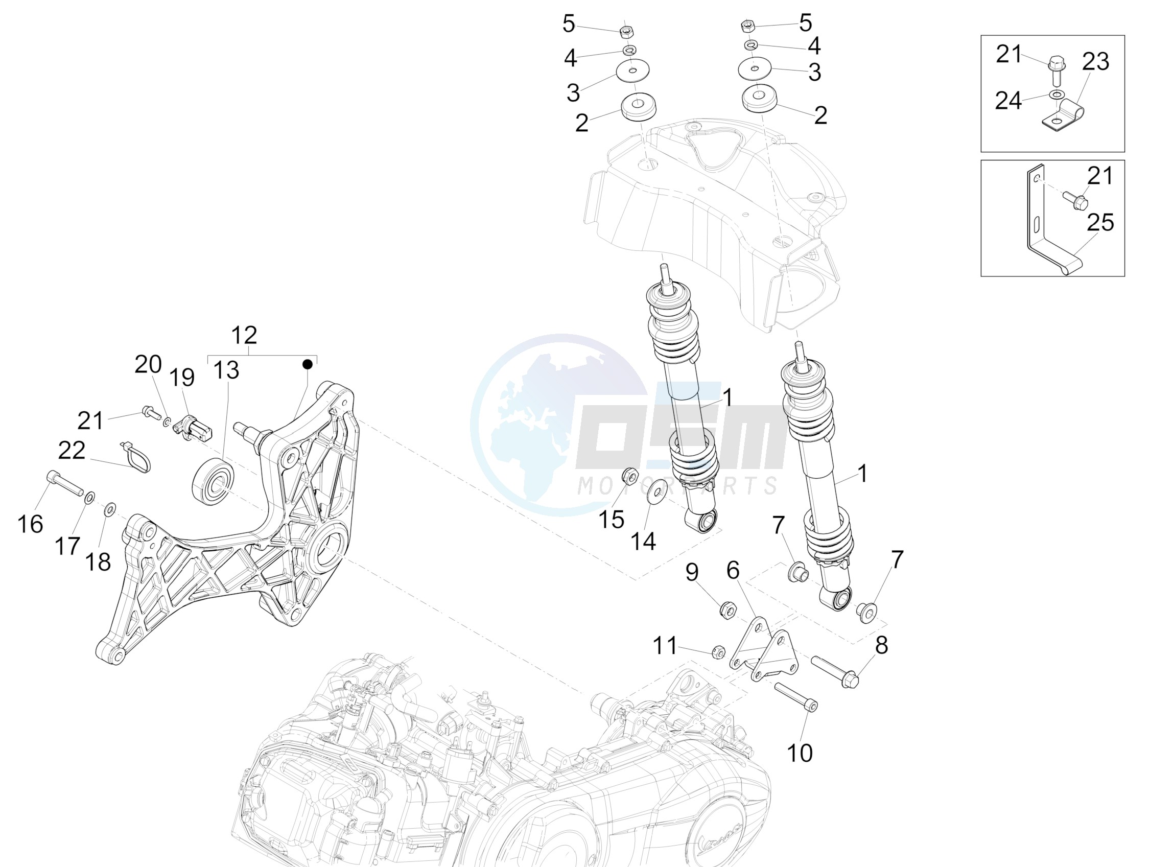 Rear suspension - Shock absorber/s blueprint