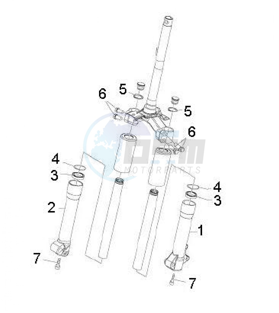 Front fork components Wuxi Top (Positions) blueprint