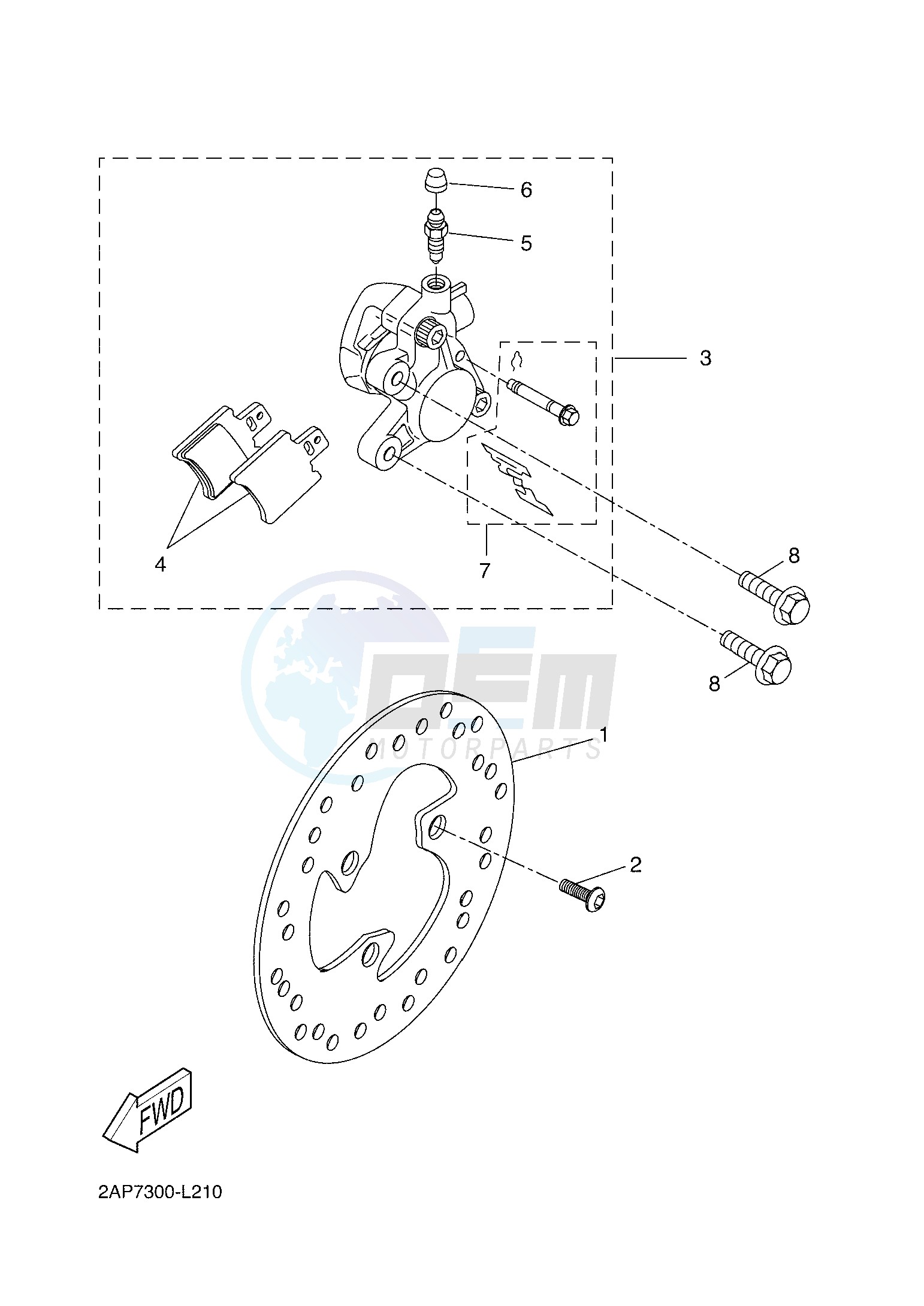 FRONT BRAKE CALIPER blueprint