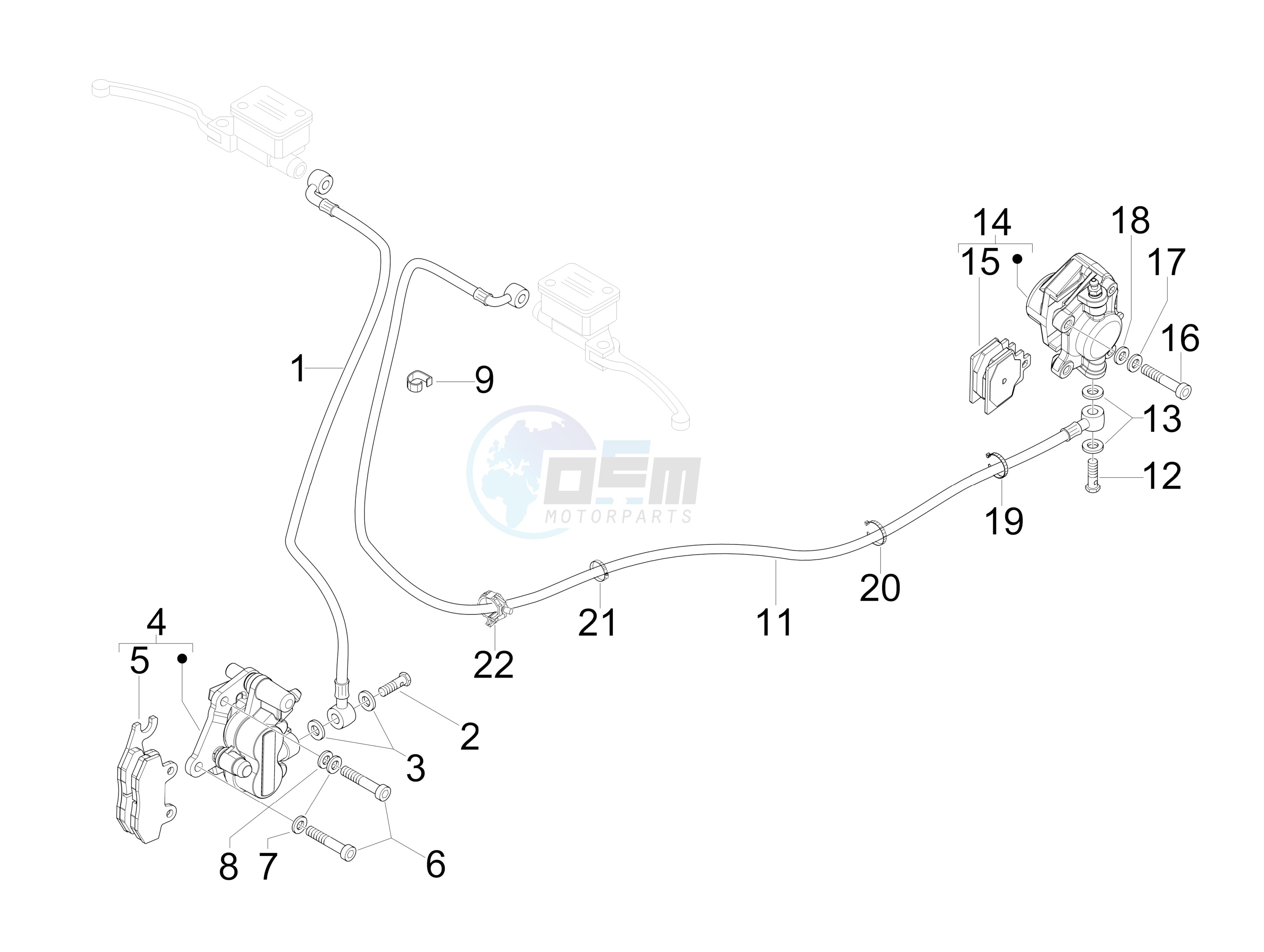 Brakes pipes - Calipers blueprint