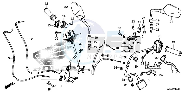 HANDLE LEVER/ SWITCH/ CABLE/ MIRROR blueprint