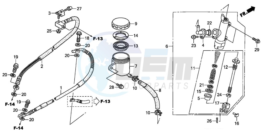 REAR BRAKE MASTER CYLINDER (XL1000V) blueprint