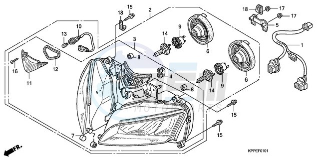 HEADLIGHT (CBR125RW7/RW9/RWA) blueprint