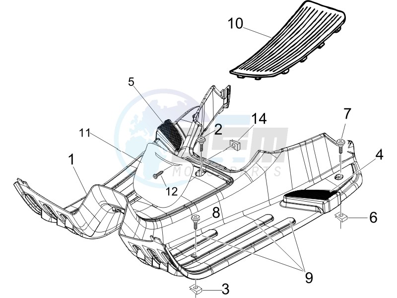 Central cover - Footrests blueprint