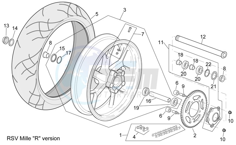 Rear wheel RSV Mille -R- Version blueprint