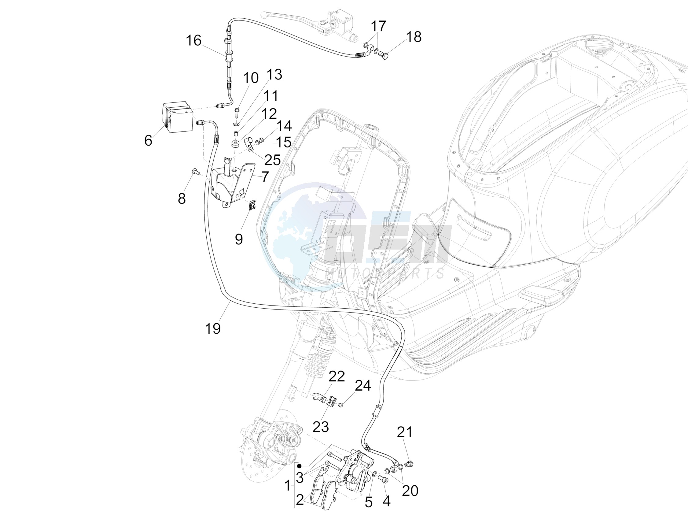 Brakes pipes - Calipers (ABS) blueprint