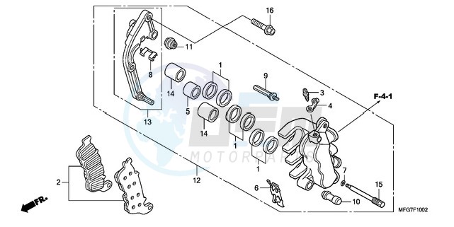 L. FRONT BRAKE CALIPER (CB600FA/FA3) blueprint