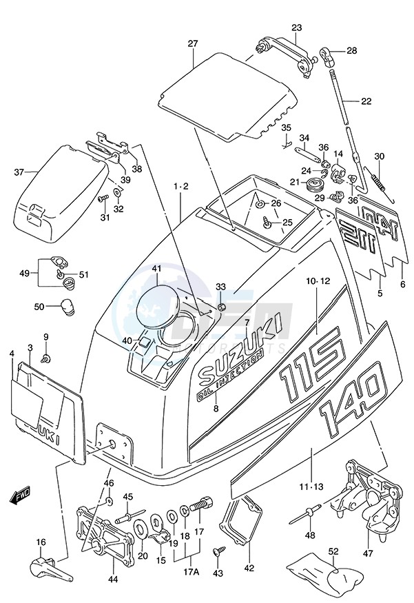 Engine Cover (1989 to 1994) blueprint