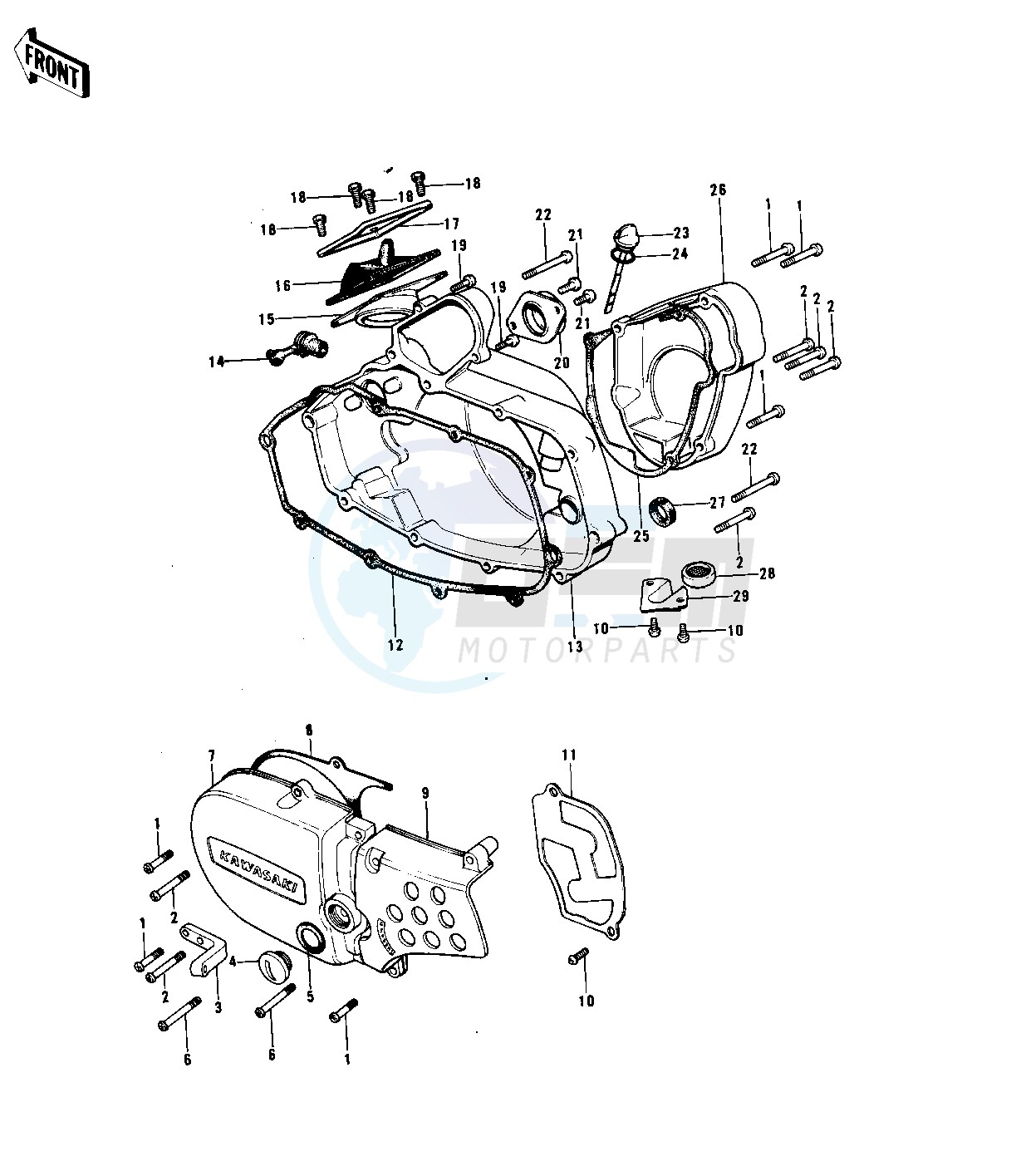 ENGINE COVERS -- 74-76 KX125_A_A3- - blueprint