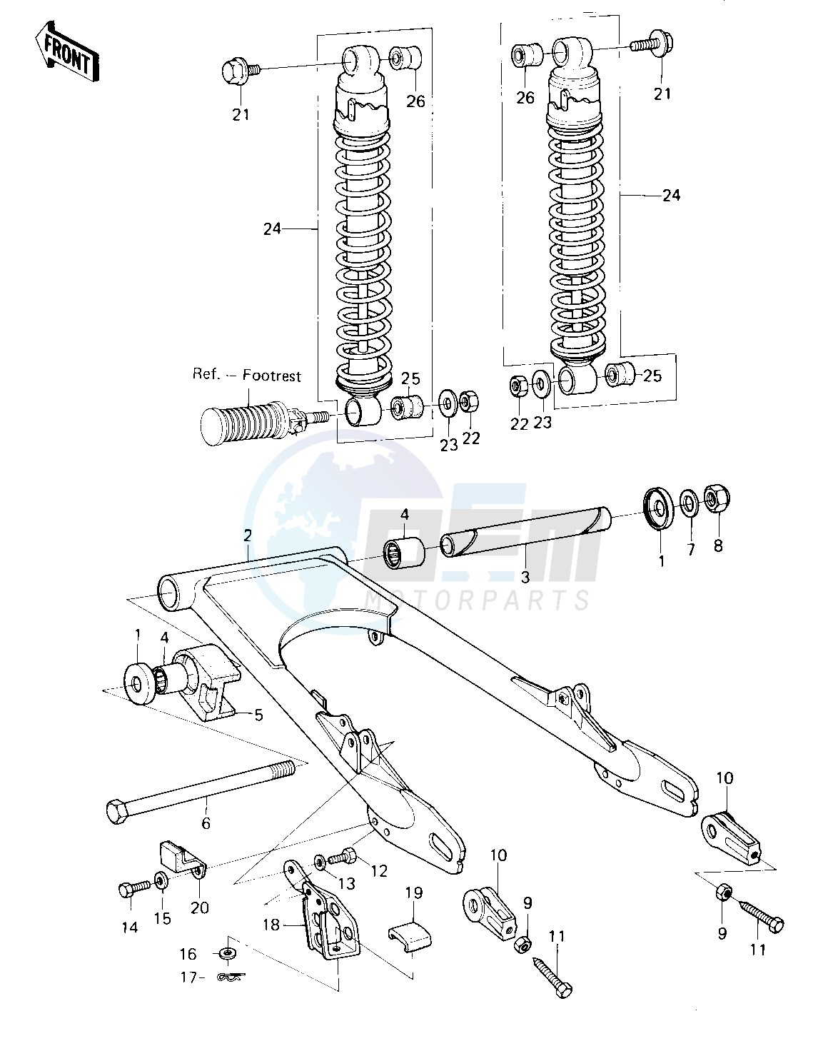 SWING ARM_SHOCK ABSORBERS -- 80-81 KL250-A3_A4- - image