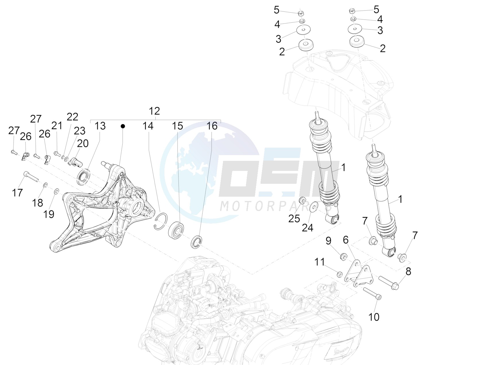 Rear suspension - Shock absorber/s image