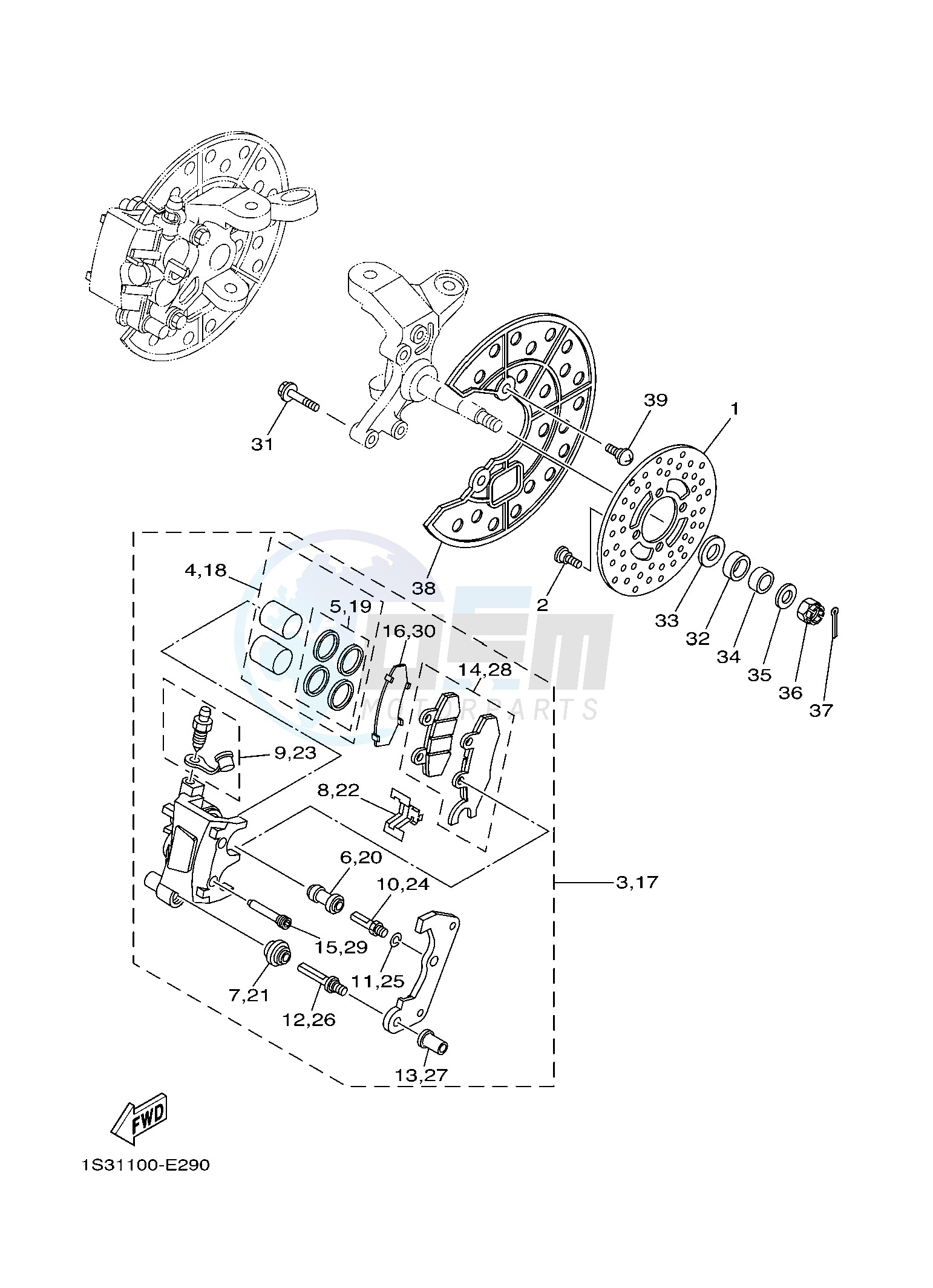 FRONT BRAKE CALIPER blueprint