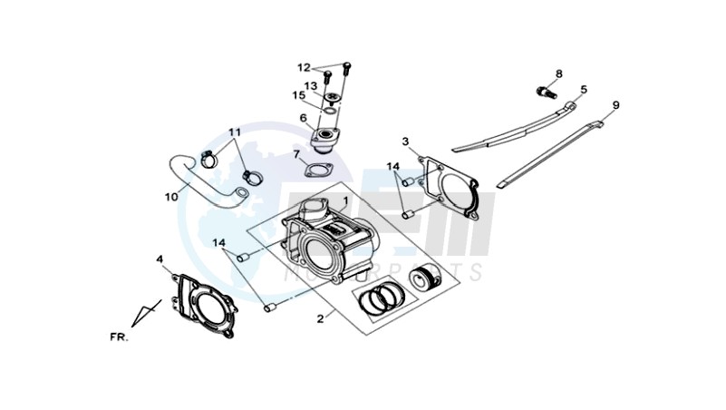 CYLINDER MET PISTON / CYLINDER GASKETS TOP AND BOTTOM image