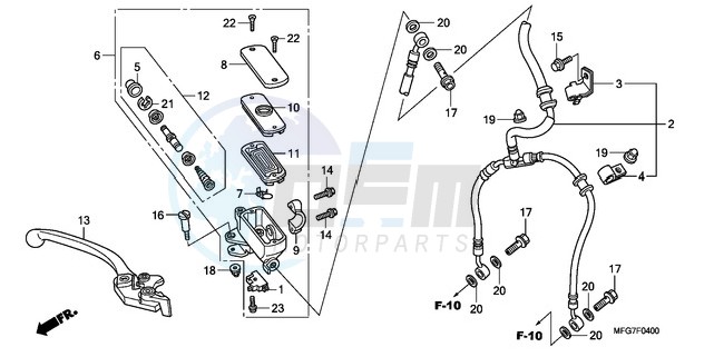 FR. BRAKE MASTER CYLINDER (CB600F/F3) blueprint