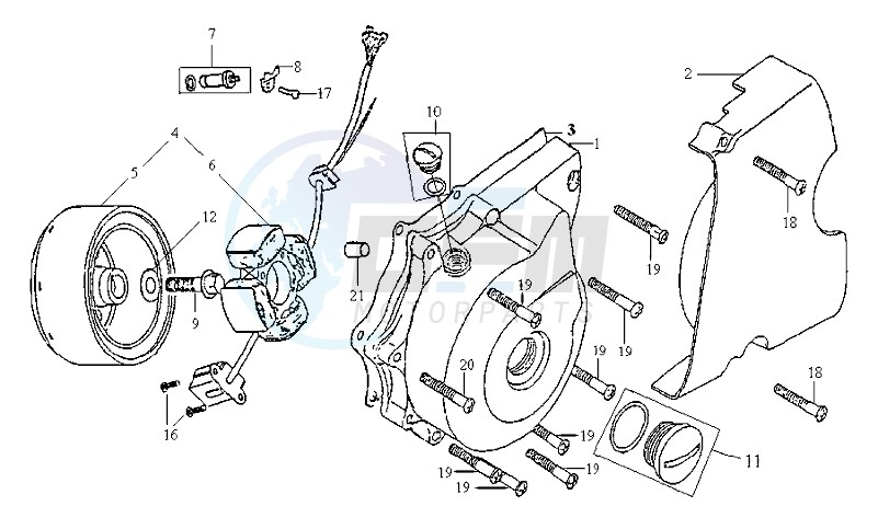 CRANKCASE COVER LEFT / MAGNETO / FLYWHEEL blueprint