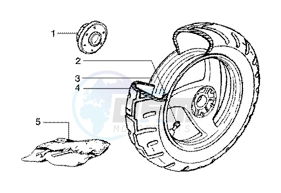Rear wheel (model with rear hub brake) blueprint