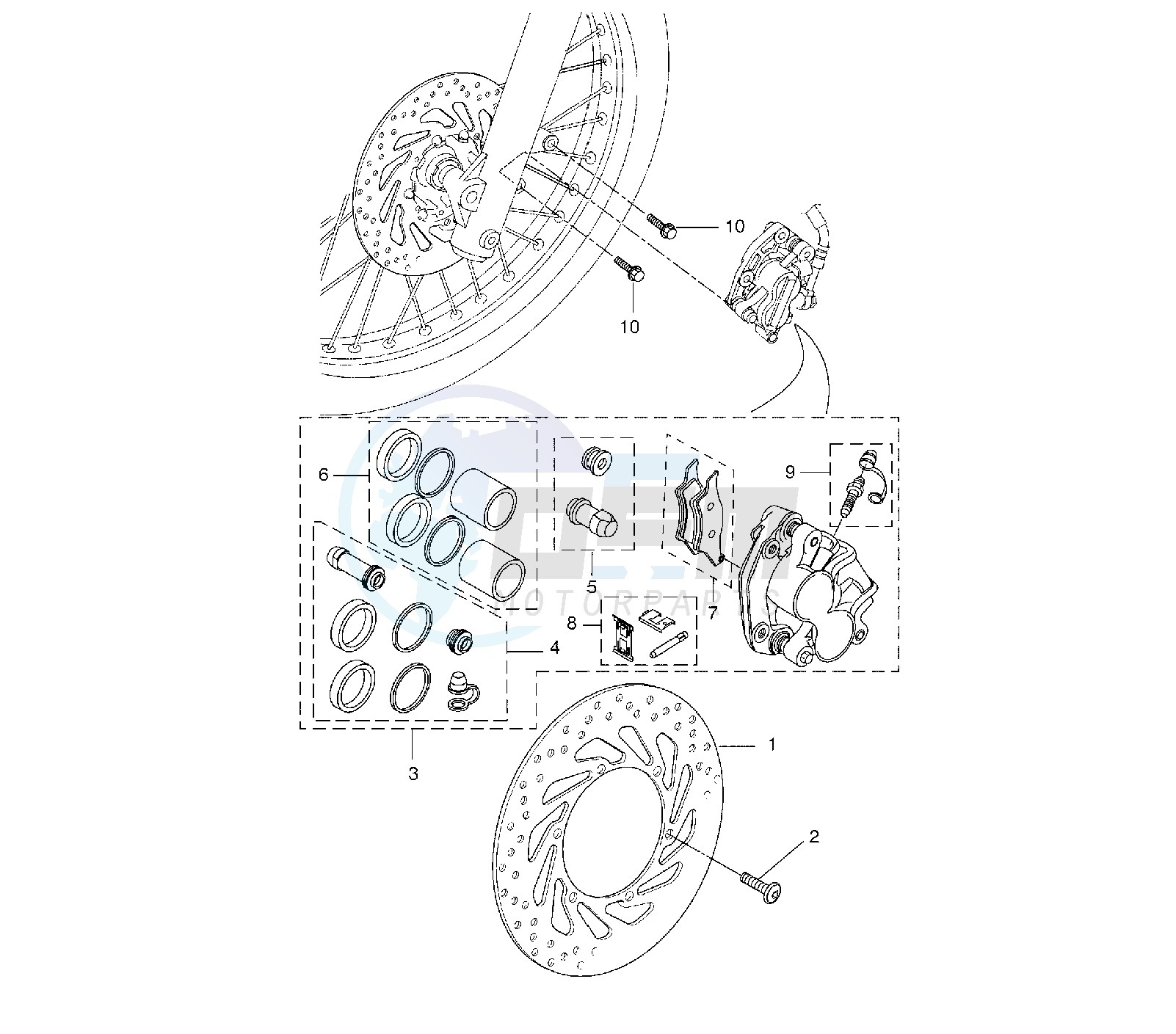 FRONT BRAKE CALIPER blueprint