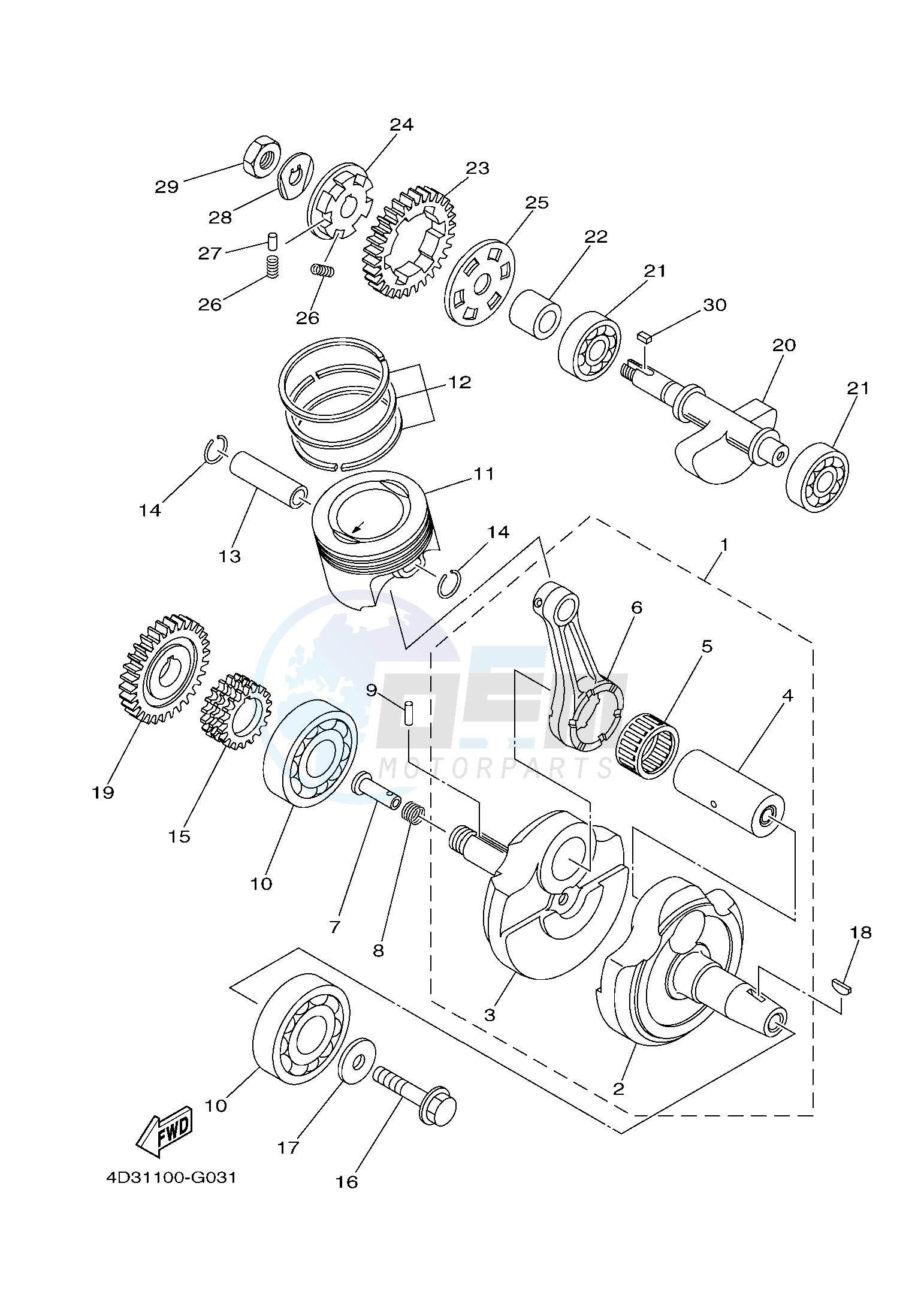 CRANKSHAFT & PISTON blueprint