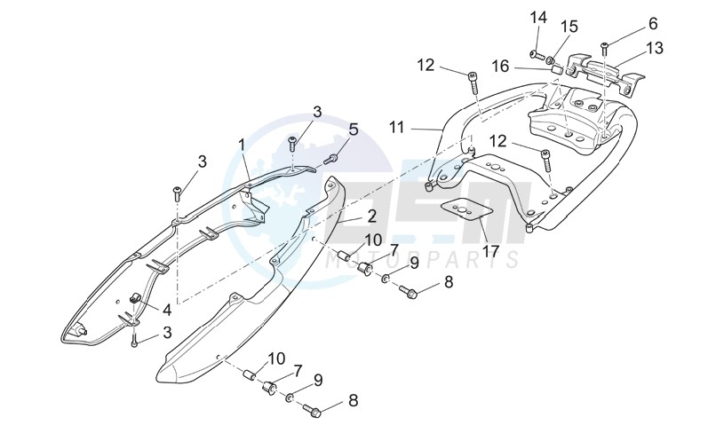 Rear body - Rear fairing blueprint
