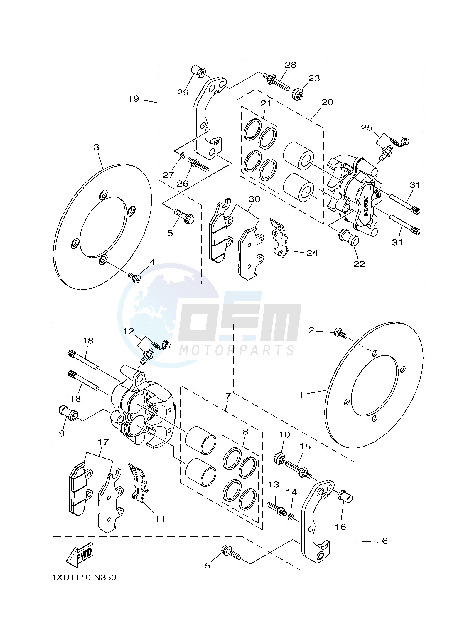 FRONT BRAKE CALIPER blueprint