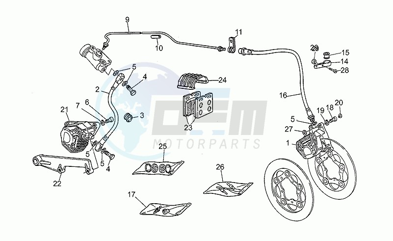Front lh/rear brake system image