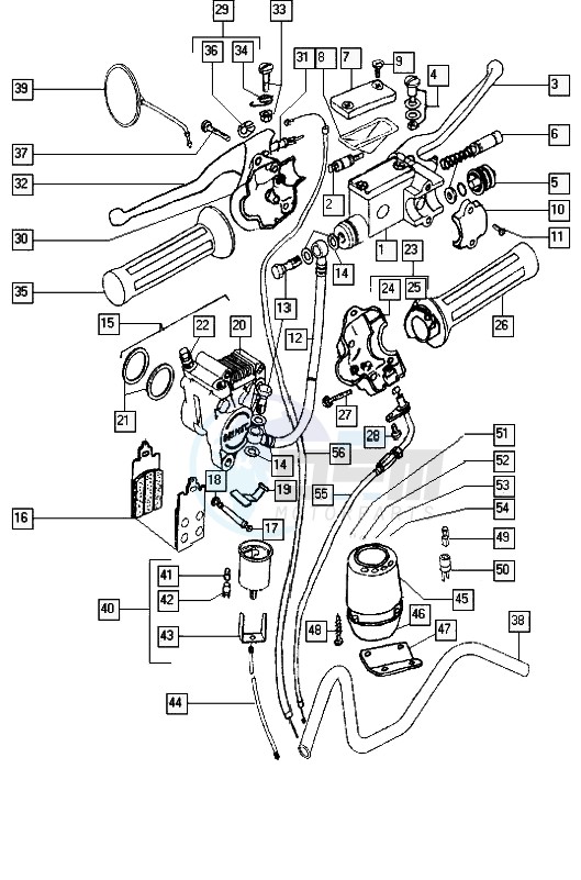 Handle bar-grips-speedometer-front brake blueprint