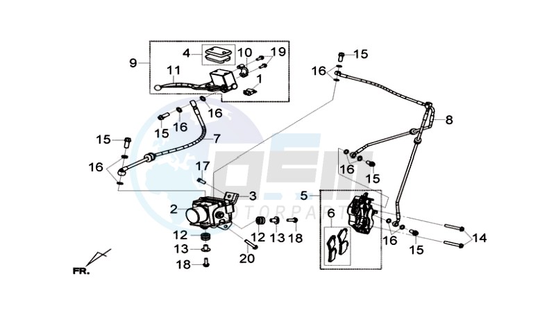 BRAKE CALIPER FOR / BRAKE LEVER CPL blueprint