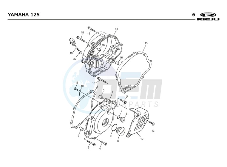 ENGINE COVERS  Yamaha 125 4t Euro 2 blueprint