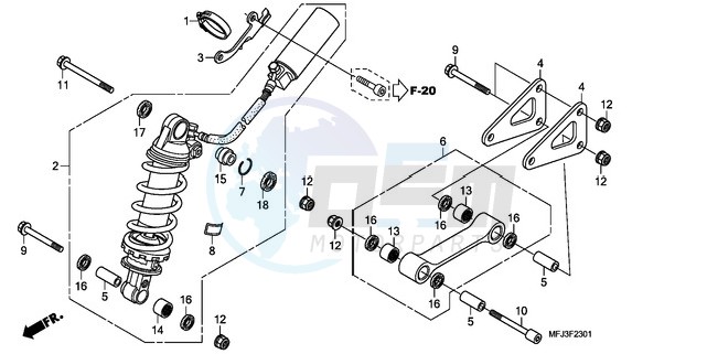 REAR CUSHION (CBR600RA) blueprint