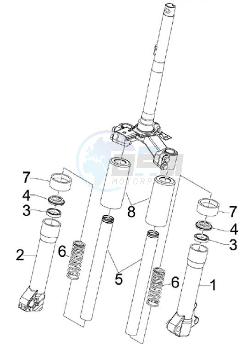 Front fork components Escorts (Positions) blueprint