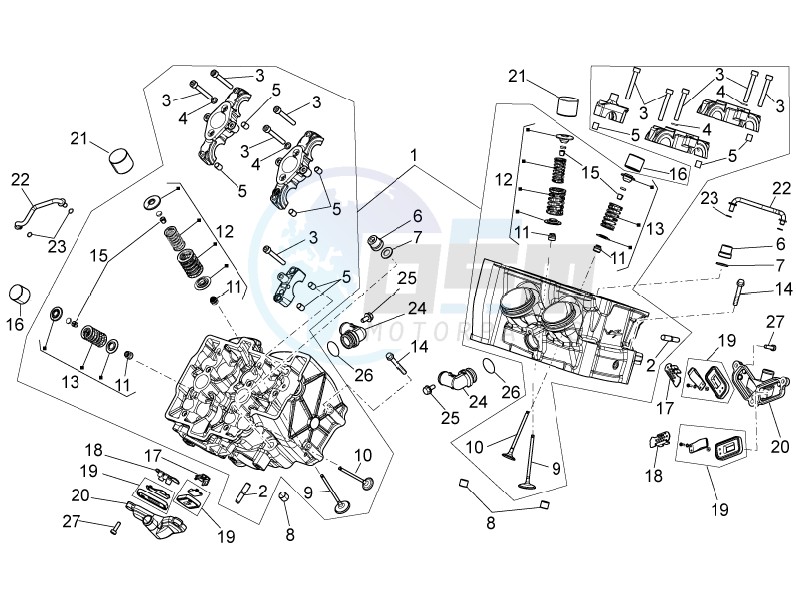 Cylinder head - valves blueprint