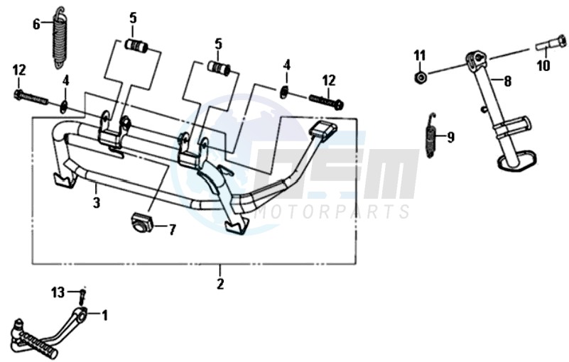 CENTRAL STAND /SIDE STAND/ KICKSTARTER PEDAL blueprint