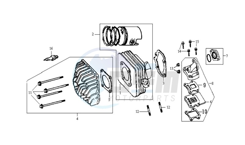 CYLINDER MET PISTON / CYLINDER HEAD blueprint