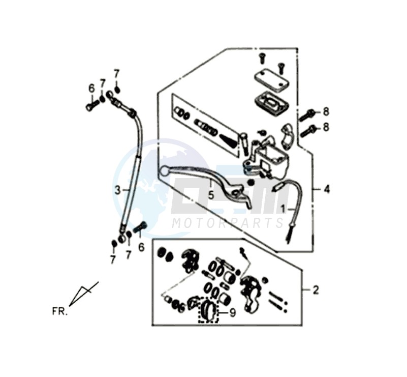 VOORBRAKE CALIPER / BRAKE LEVER /BRAKE LINES image