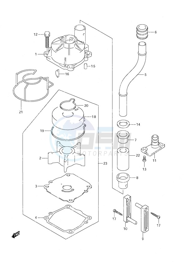 Water Pump DF 140T (S/N 682149 & Newer) DF 140Z (S/N 680234 & Newer) image
