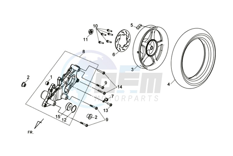 REAR WHEEL - REAR FORK blueprint