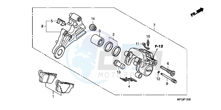 REAR BRAKE CALIPER (CB600F/ F3) blueprint