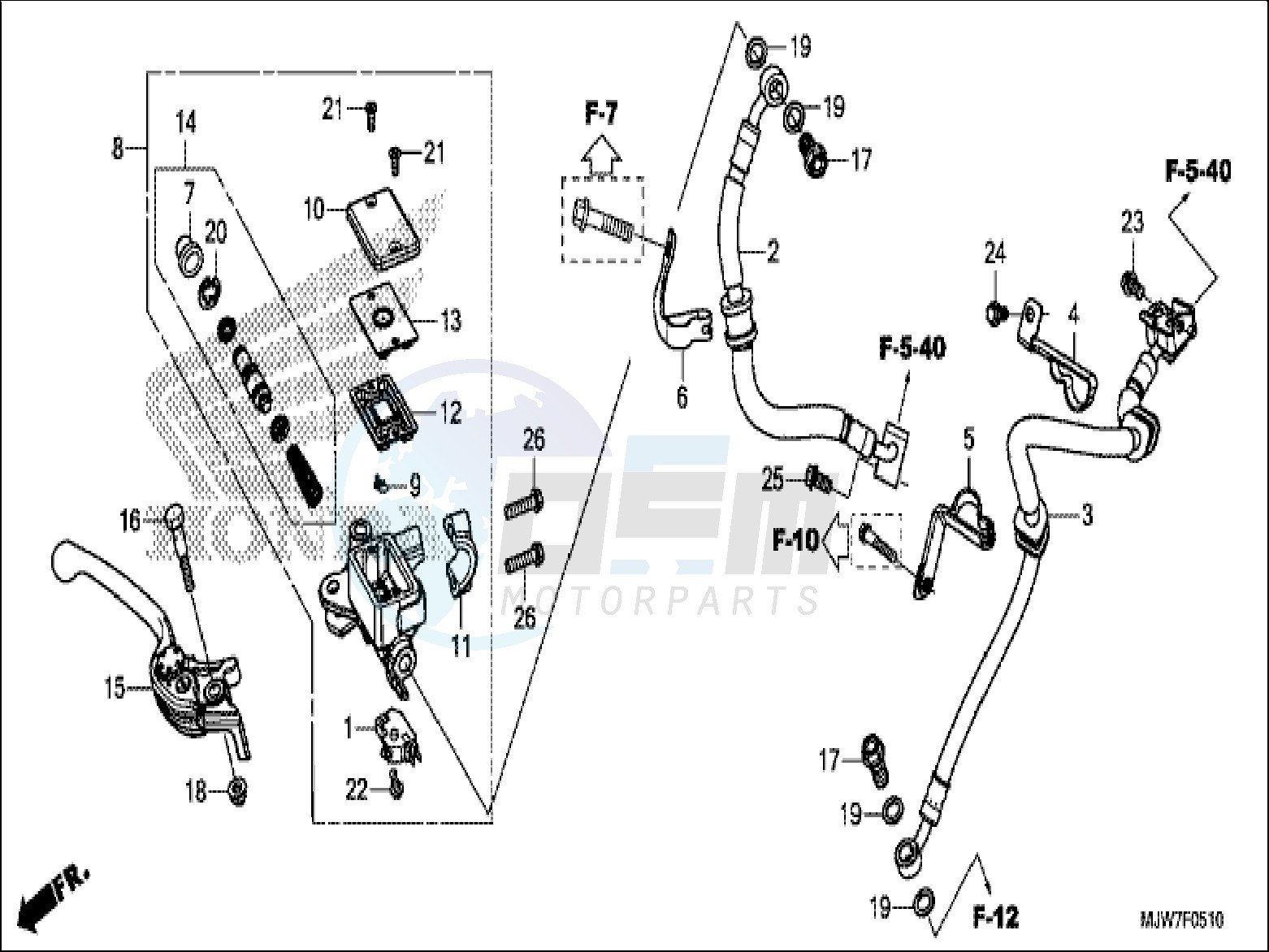 FRONT BRAKE MASTER CYLINDER (CB500FA) blueprint