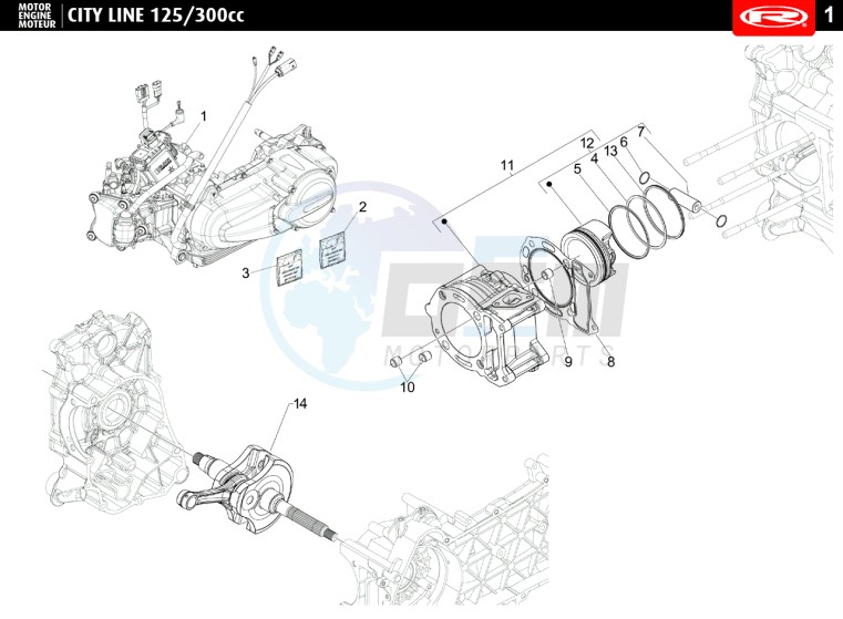 MOTOR COMPLETE - CILINDER - CRANKSHAFT  125cc blueprint