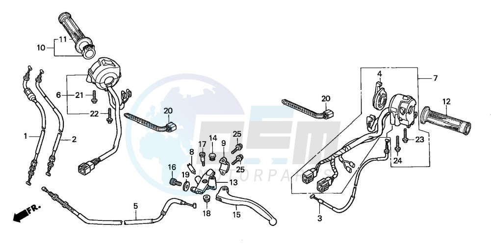 HANDLE LEVER/SWITCH/ CABLE (CB600F22) blueprint