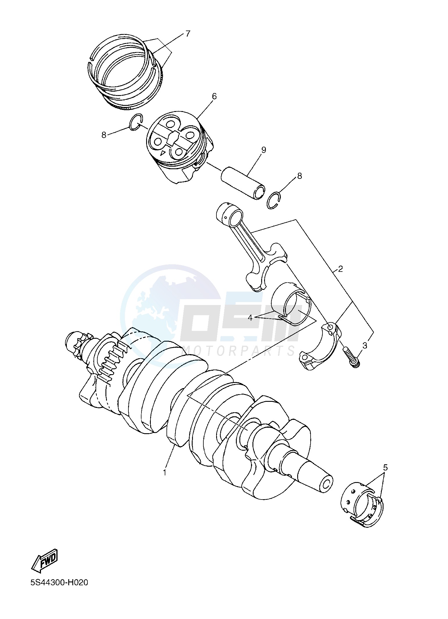 CRANKSHAFT & PISTON blueprint