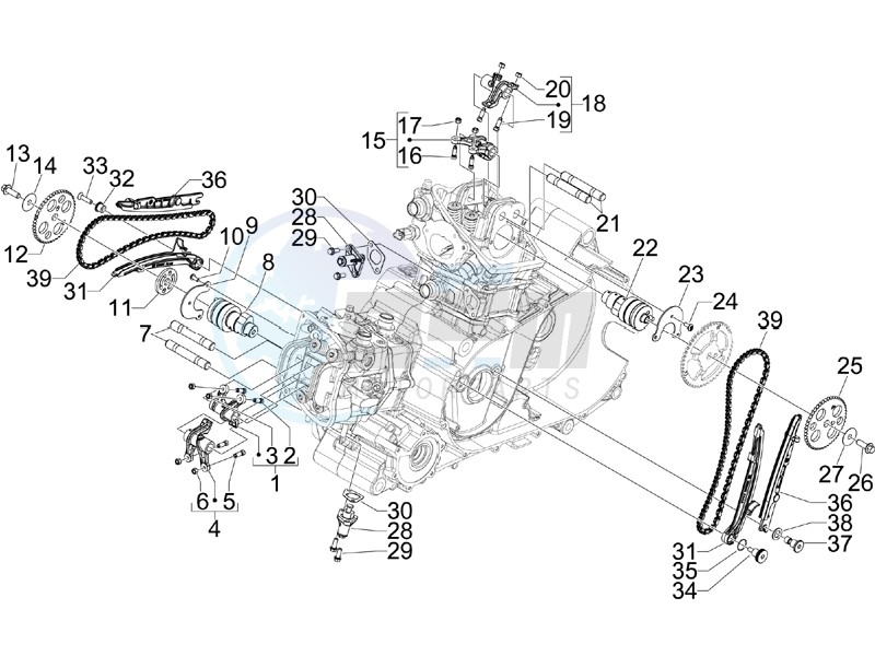 Camshaft - Rocking levers support unit blueprint