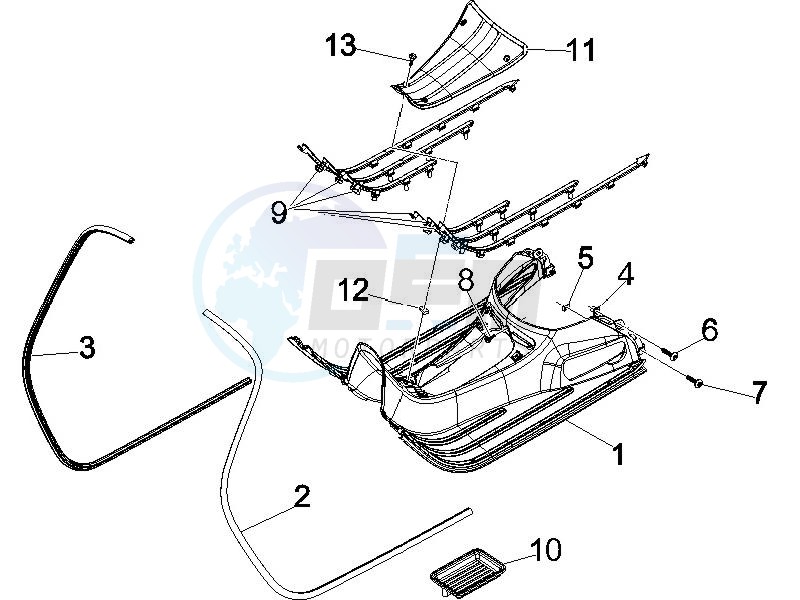 Central cover - Footrests blueprint