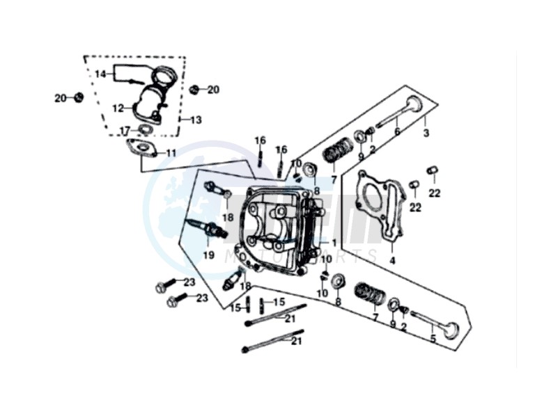 Cylinder head  in pipe assy blueprint