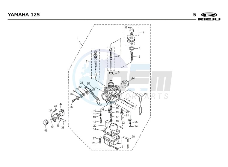 CARBURETTOR  Yamaha 125 4t Euro 2 blueprint