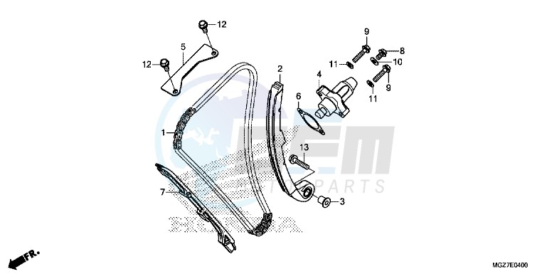 CAM CHAIN/ TENSIONER blueprint