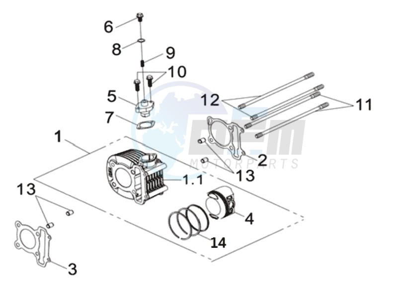 CYLINDER WHITEH PISTON /  CILINDER HEAD GASKET / CILINDER BOTTOM GASKET image